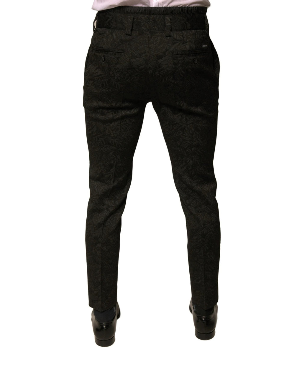 Dolce & Gabbana Black Brocade Polyester Skinny Men Dress Pants by Dolce & Gabbana