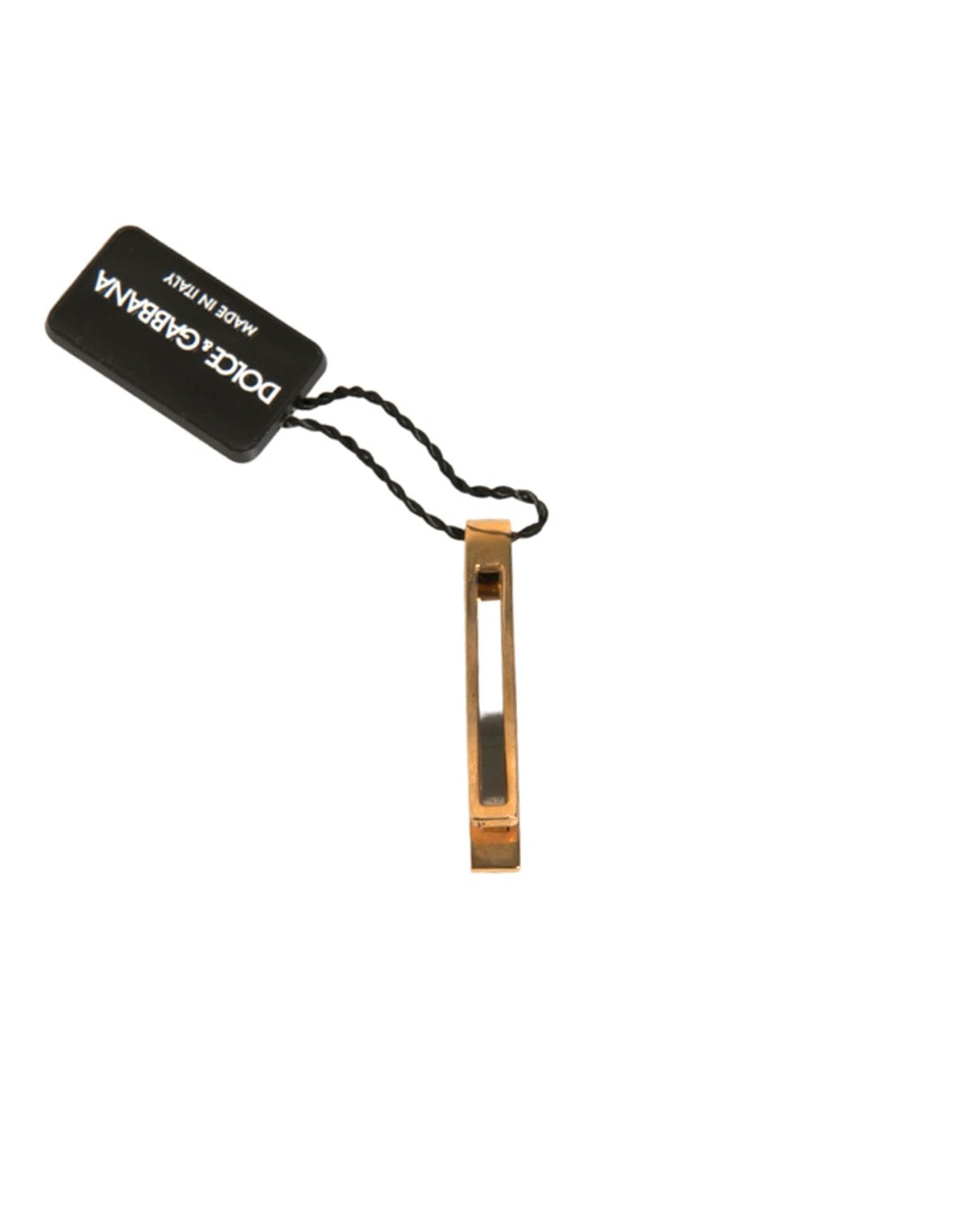 Dolce & Gabbana Gold Tone Brass Crystal Branded Tie Clip Bar by Dolce & Gabbana