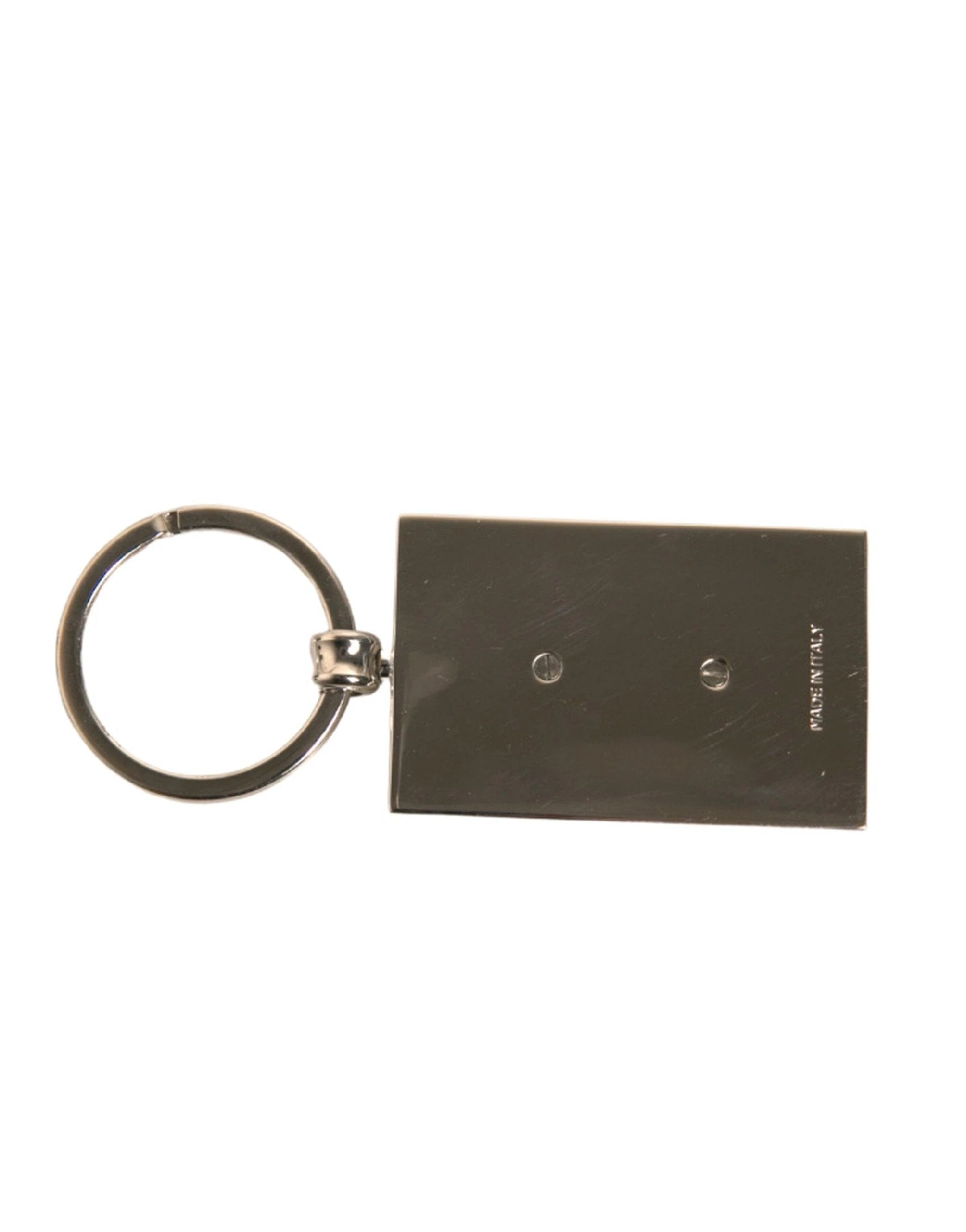 Dolce & Gabbana Black Leather Logo Metal Ring Keychain Keyring by Dolce & Gabbana