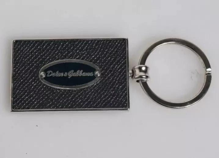 Dolce & Gabbana Black Leather Logo Metal Ring Keychain Keyring by Dolce & Gabbana