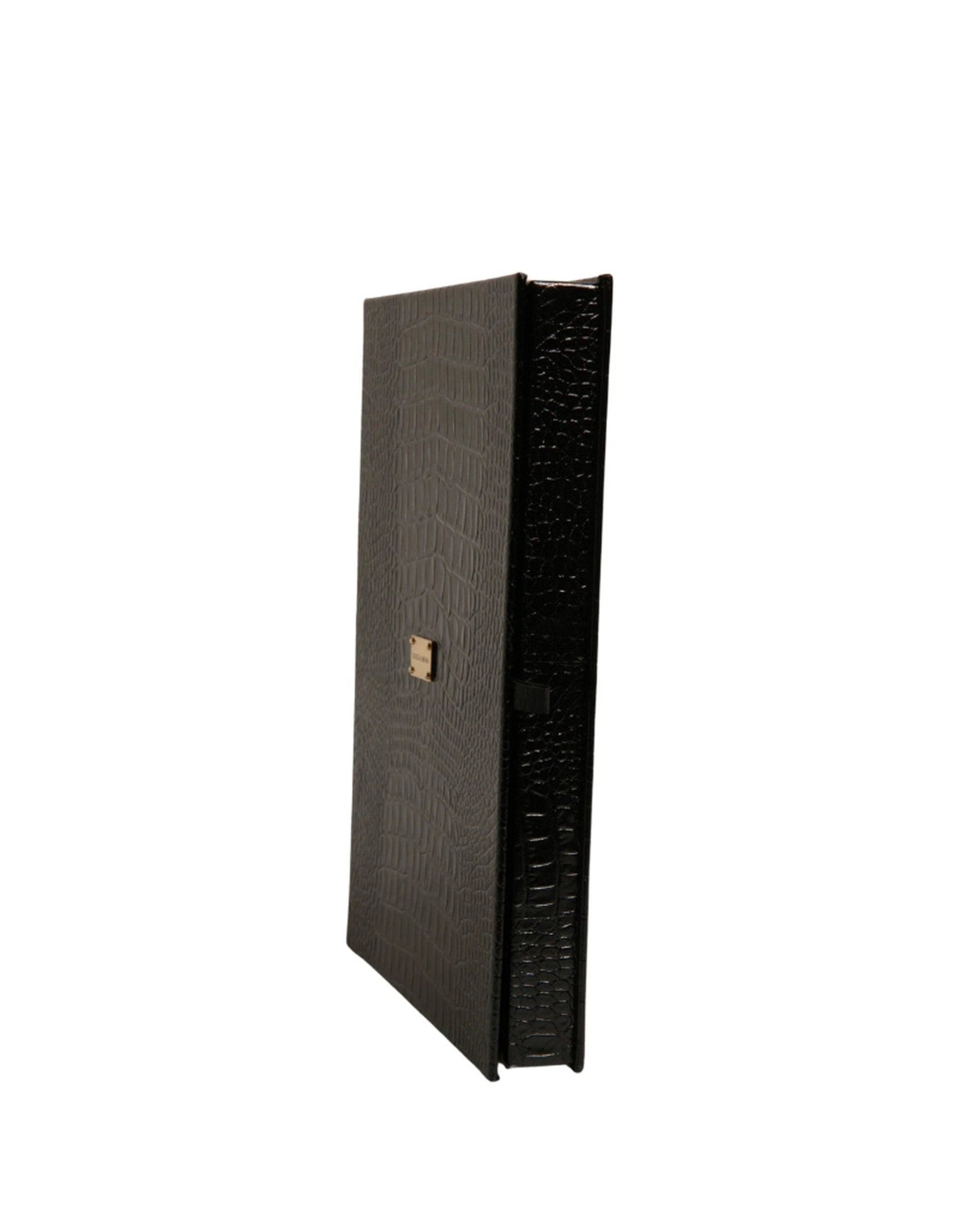 Dolce & Gabbana Elegant Black Leather Logo Plaque Holder Catalogue Case by Dolce & Gabbana
