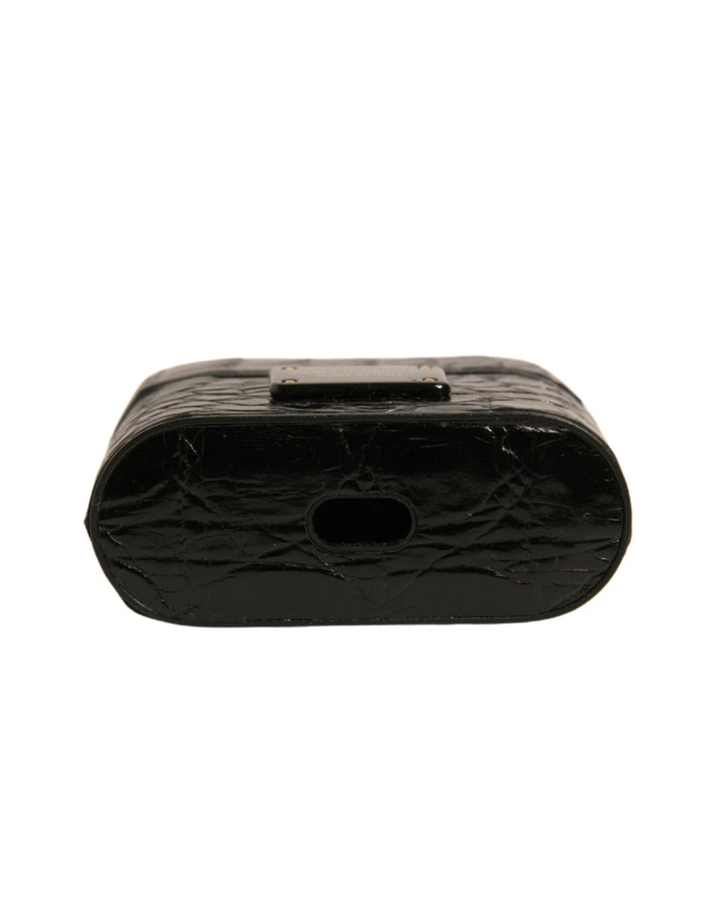 Dolce & Gabbana Black Leather Metal Logo Plaque Holder Airpods Case by Dolce & Gabbana