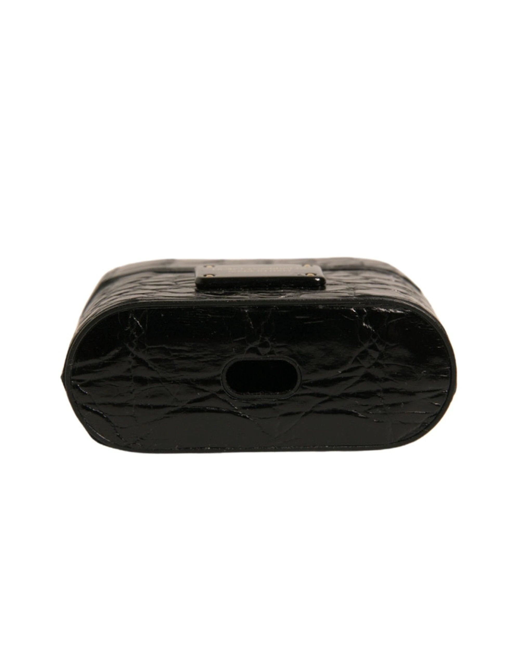 Dolce & Gabbana Black Leather Metal Logo Plaque Holder Airpods Case by Dolce & Gabbana