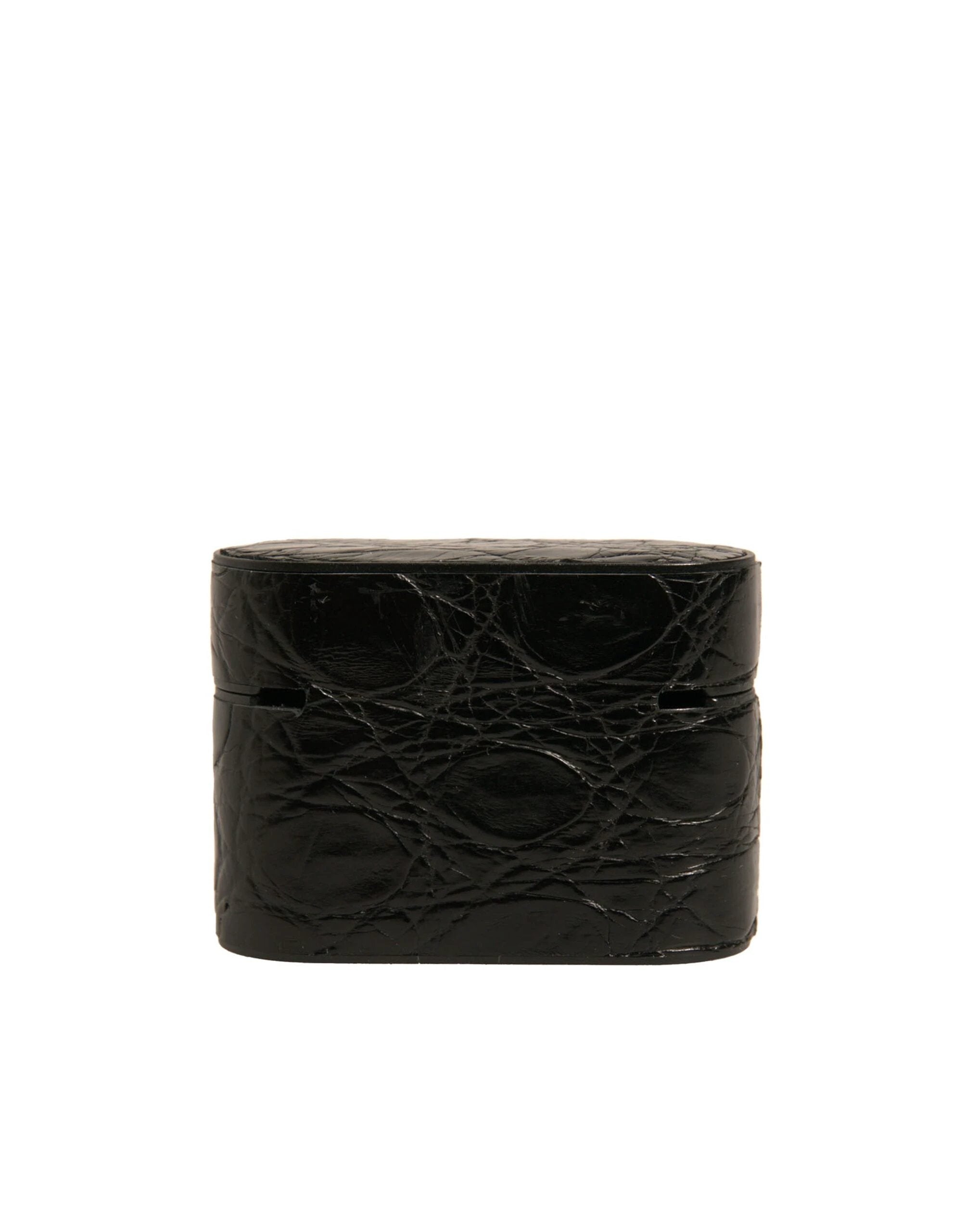 Dolce & Gabbana Black Leather Metal Logo Plaque Holder Airpods Case by Dolce & Gabbana