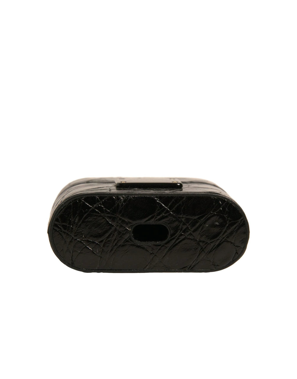 Dolce & Gabbana Black Leather Metal Logo Plaque Holder Airpods Case by Dolce & Gabbana