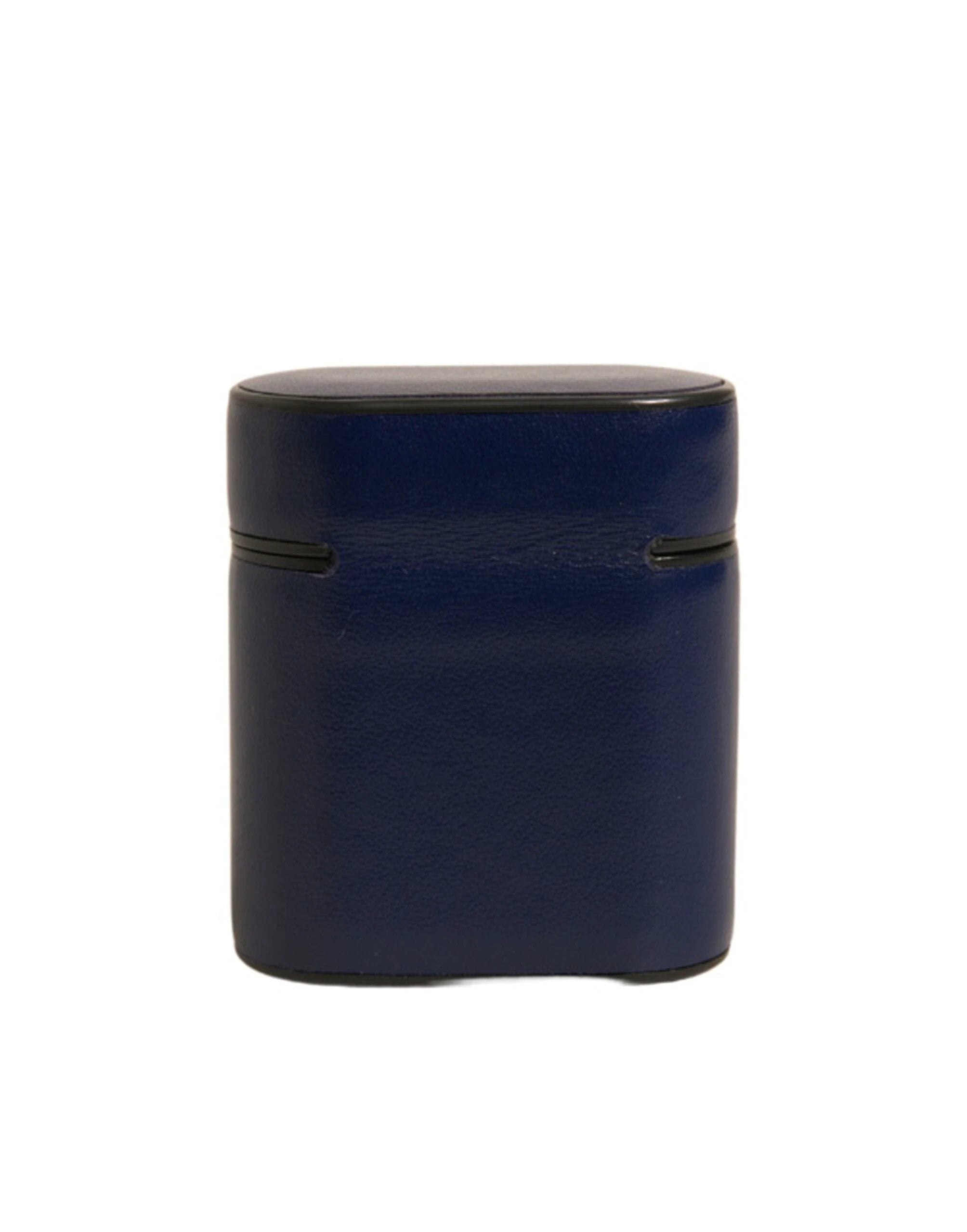 Dolce & Gabbana Blue Leather Logo Print Flip Holder Airpods Case by Dolce & Gabbana