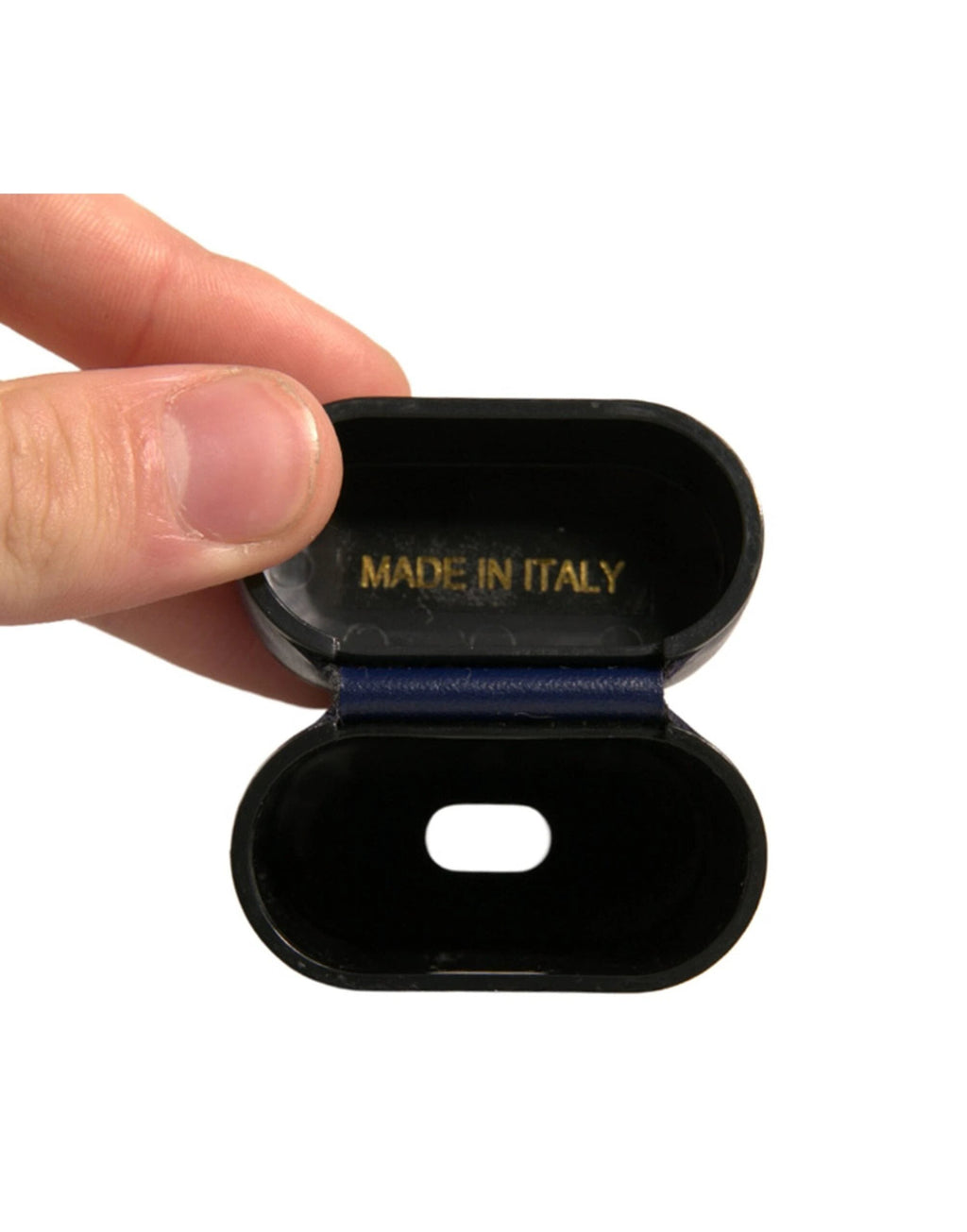 Dolce & Gabbana Blue Leather Logo Print Flip Holder Airpods Case by Dolce & Gabbana