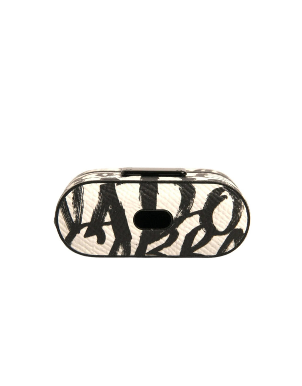 Dolce & Gabbana Black White Leather Scribble Embossed Logo Airpods Case by Dolce & Gabbana