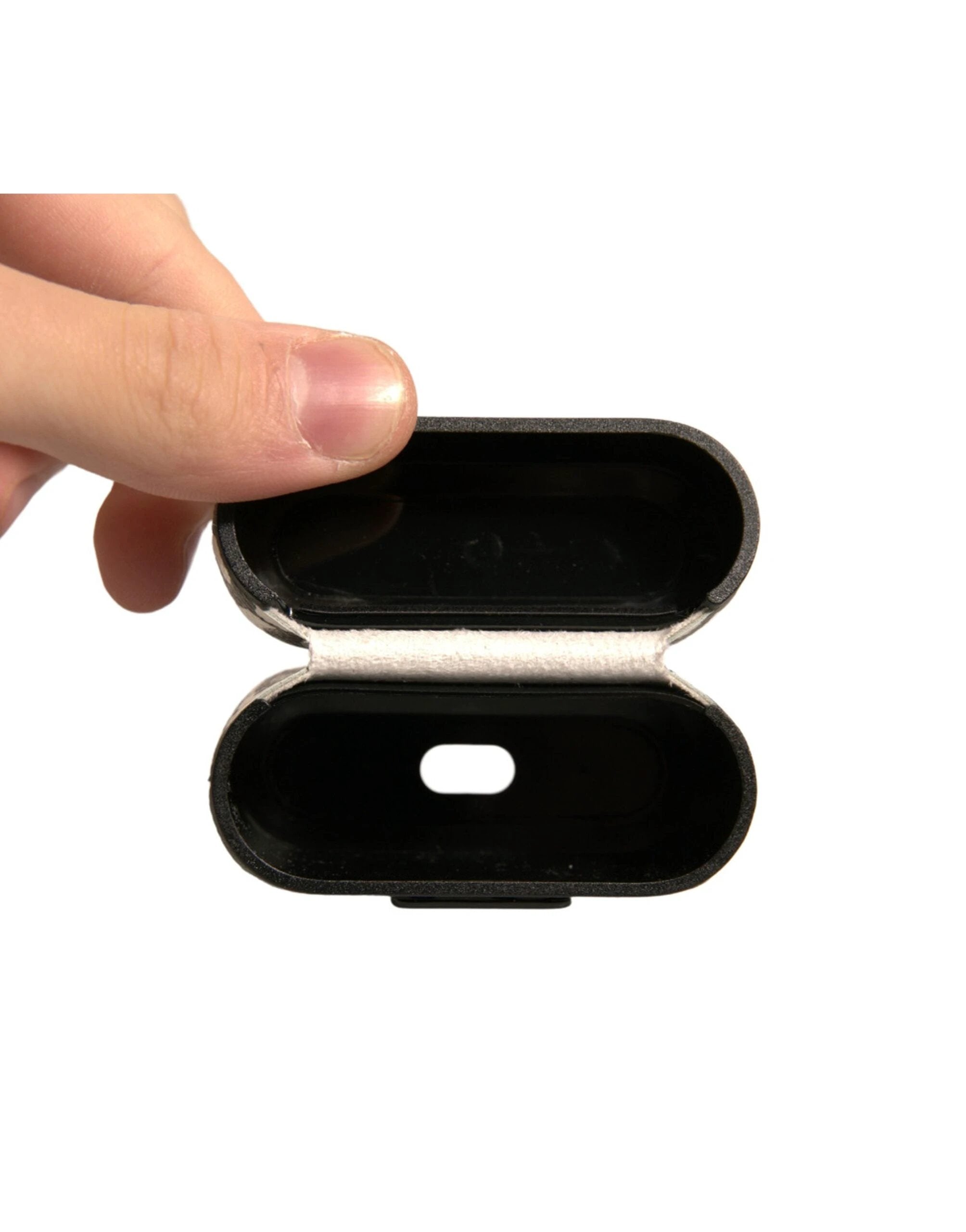 Dolce & Gabbana Black White Leather Scribble Embossed Logo Airpods Case by Dolce & Gabbana