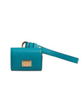 Dolce & Gabbana Green Logo Plaque Leather Gold Metal Strap Airpods Case by Dolce & Gabbana