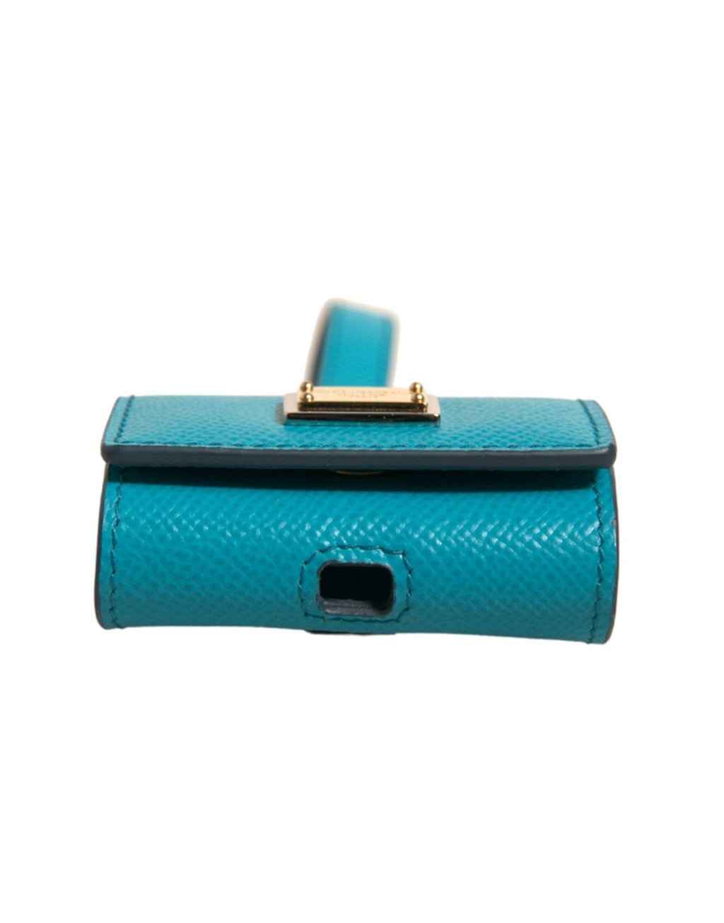 Dolce & Gabbana Green Logo Plaque Leather Gold Metal Strap Airpods Case by Dolce & Gabbana