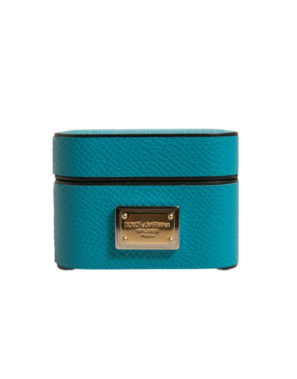 Dolce & Gabbana Green Leather Metal Logo Plaque Holder Airpods Case by Dolce & Gabbana