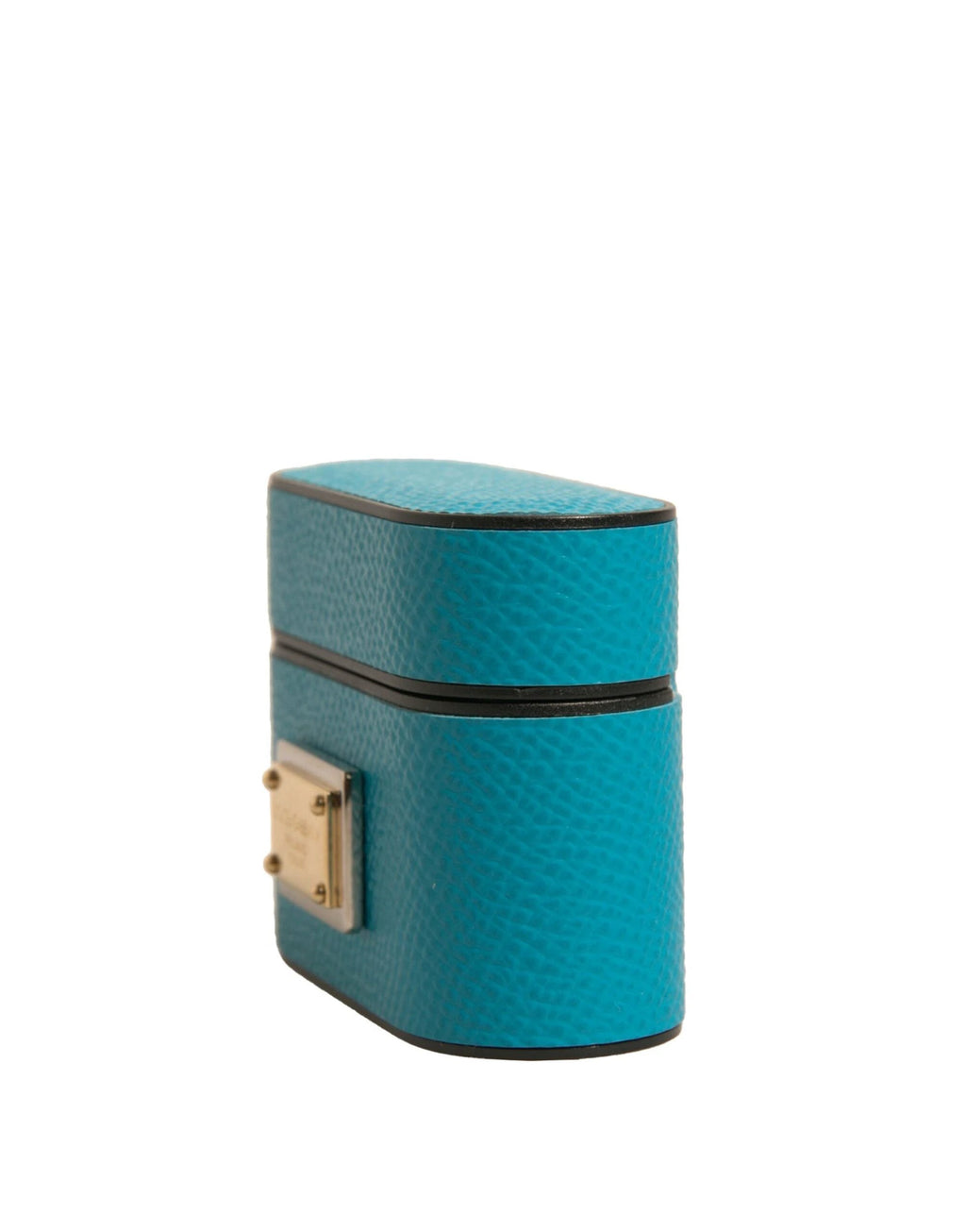 Dolce & Gabbana Green Leather Metal Logo Plaque Holder Airpods Case by Dolce & Gabbana