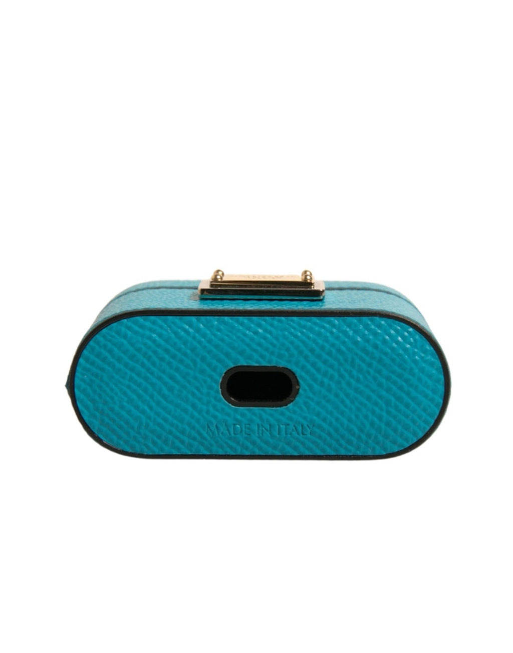 Dolce & Gabbana Green Leather Metal Logo Plaque Holder Airpods Case by Dolce & Gabbana