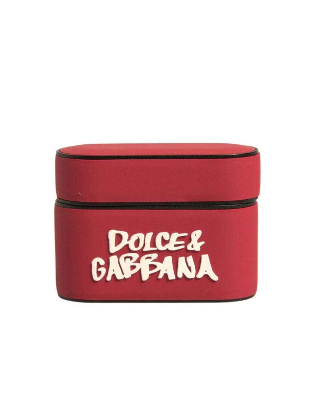 Dolce & Gabbana Red PVC Embossed Logo Plaque Holder Airpods Case by Dolce & Gabbana