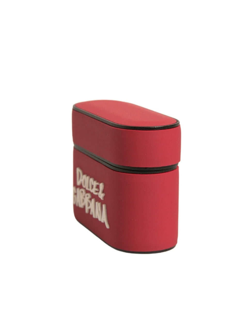 Dolce & Gabbana Red PVC Embossed Logo Plaque Holder Airpods Case by Dolce & Gabbana