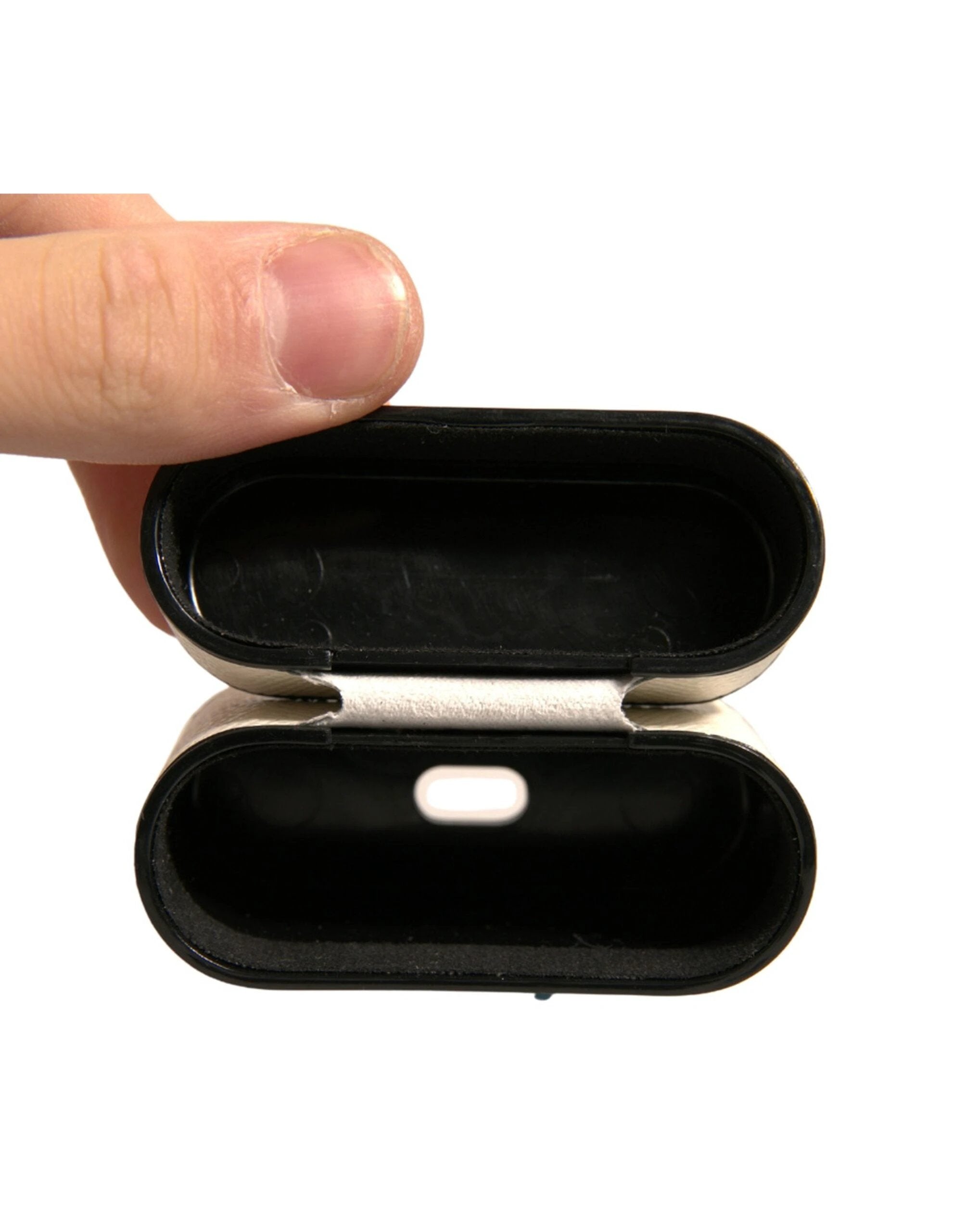 Dolce & Gabbana White Leather Metal Logo Plaque Holder Airpods Case by Dolce & Gabbana