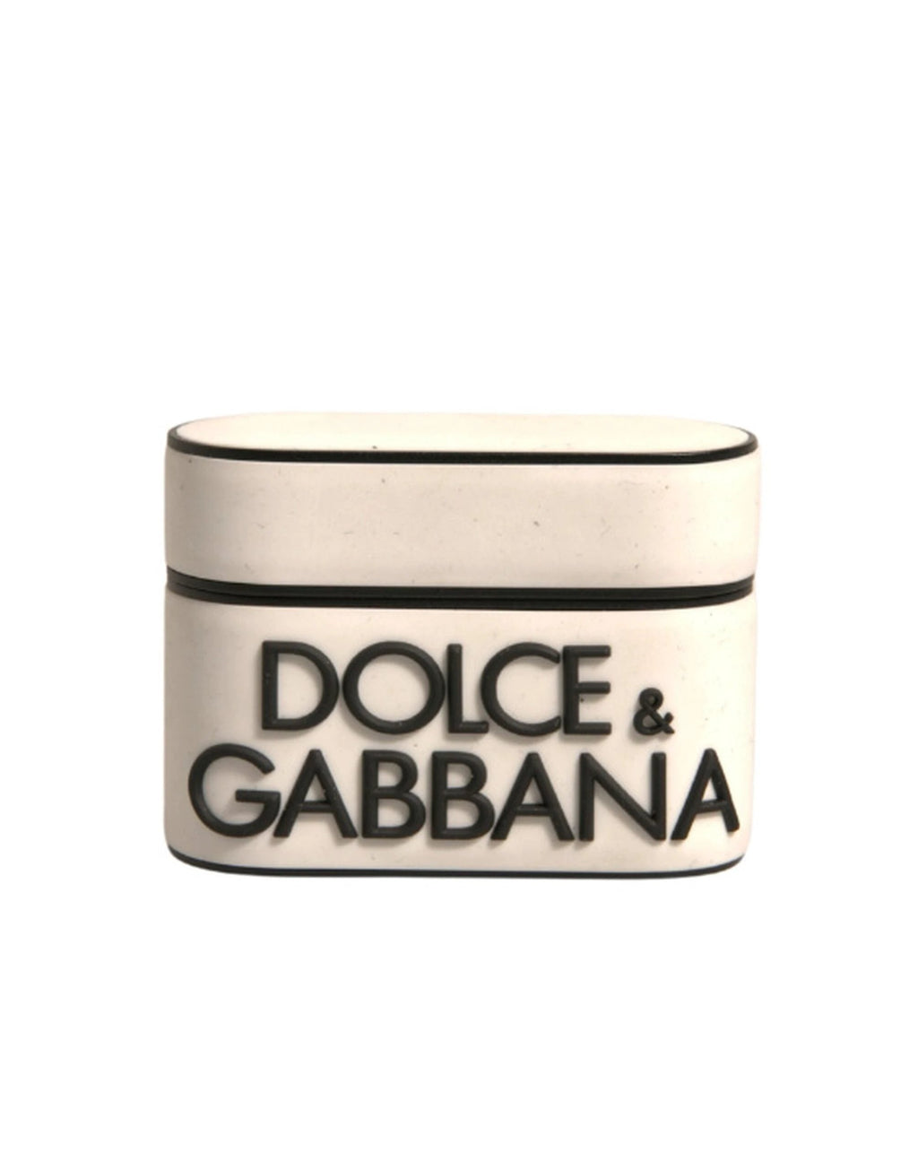 Dolce & Gabbana White PVC Embossed Logo Plaque Holder Airpods Case by Dolce & Gabbana