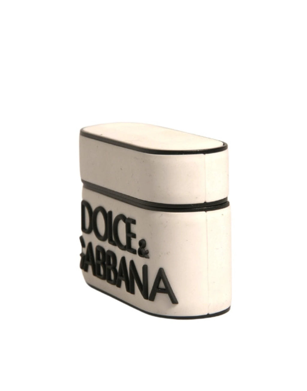Dolce & Gabbana White PVC Embossed Logo Plaque Holder Airpods Case by Dolce & Gabbana