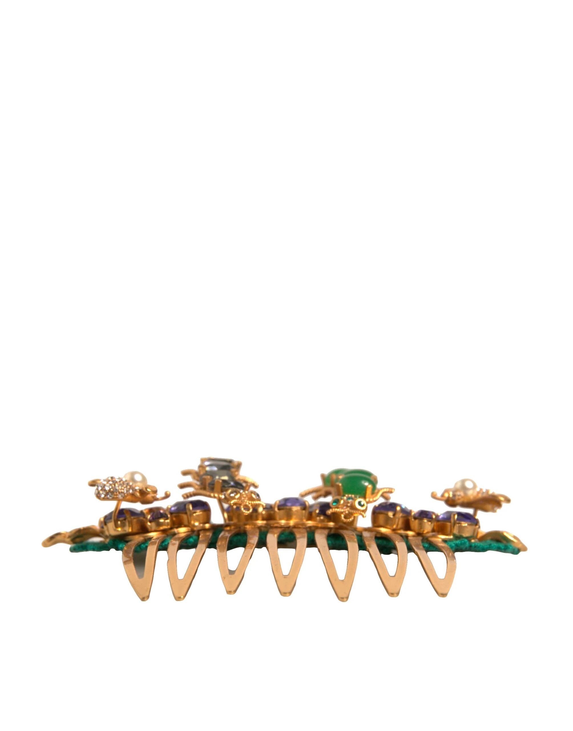 Dolce & Gabbana Gold Brass Crystals Hair Stick Comb by Dolce & Gabbana