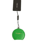 Dolce & Gabbana Green Calfskin Leather Round Logo Hand Mirror Holder by Dolce & Gabbana