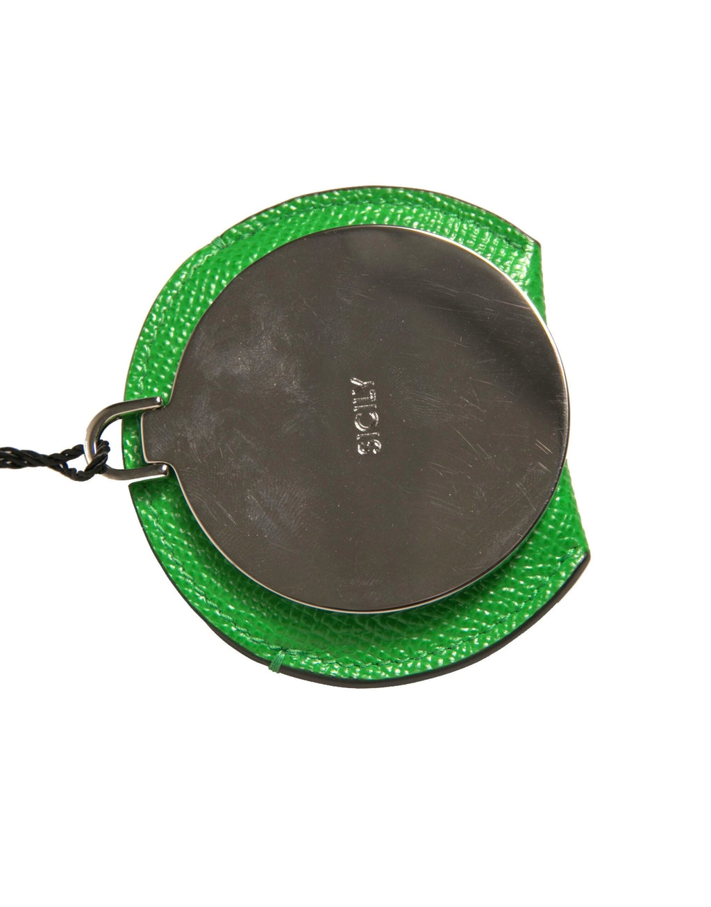 Dolce & Gabbana Green Calfskin Leather Round Logo Hand Mirror Holder by Dolce & Gabbana