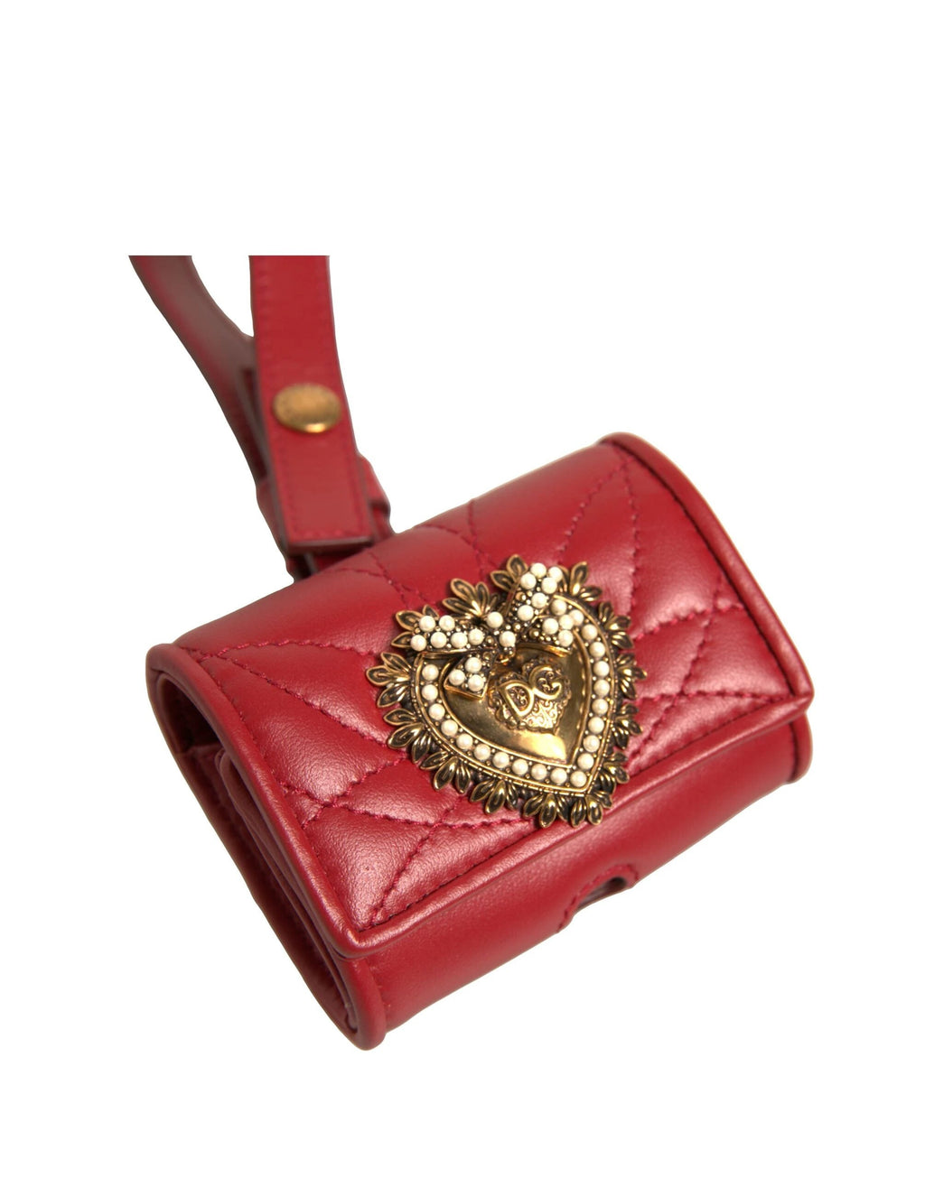 Dolce & Gabbana Black Leather Devotion Heart Strap Airpod Case by Dolce & Gabbana