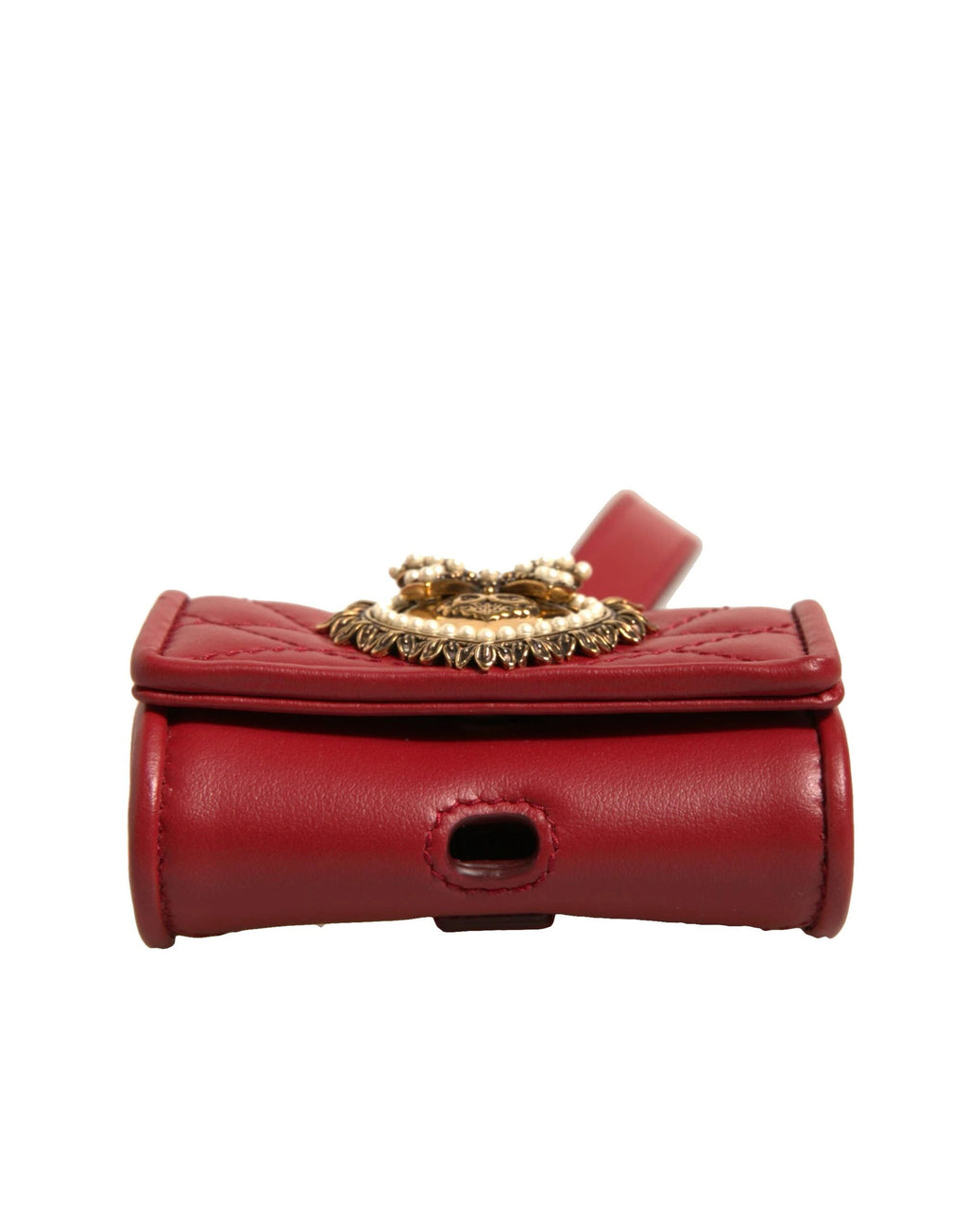 Dolce & Gabbana Black Leather Devotion Heart Strap Airpod Case by Dolce & Gabbana