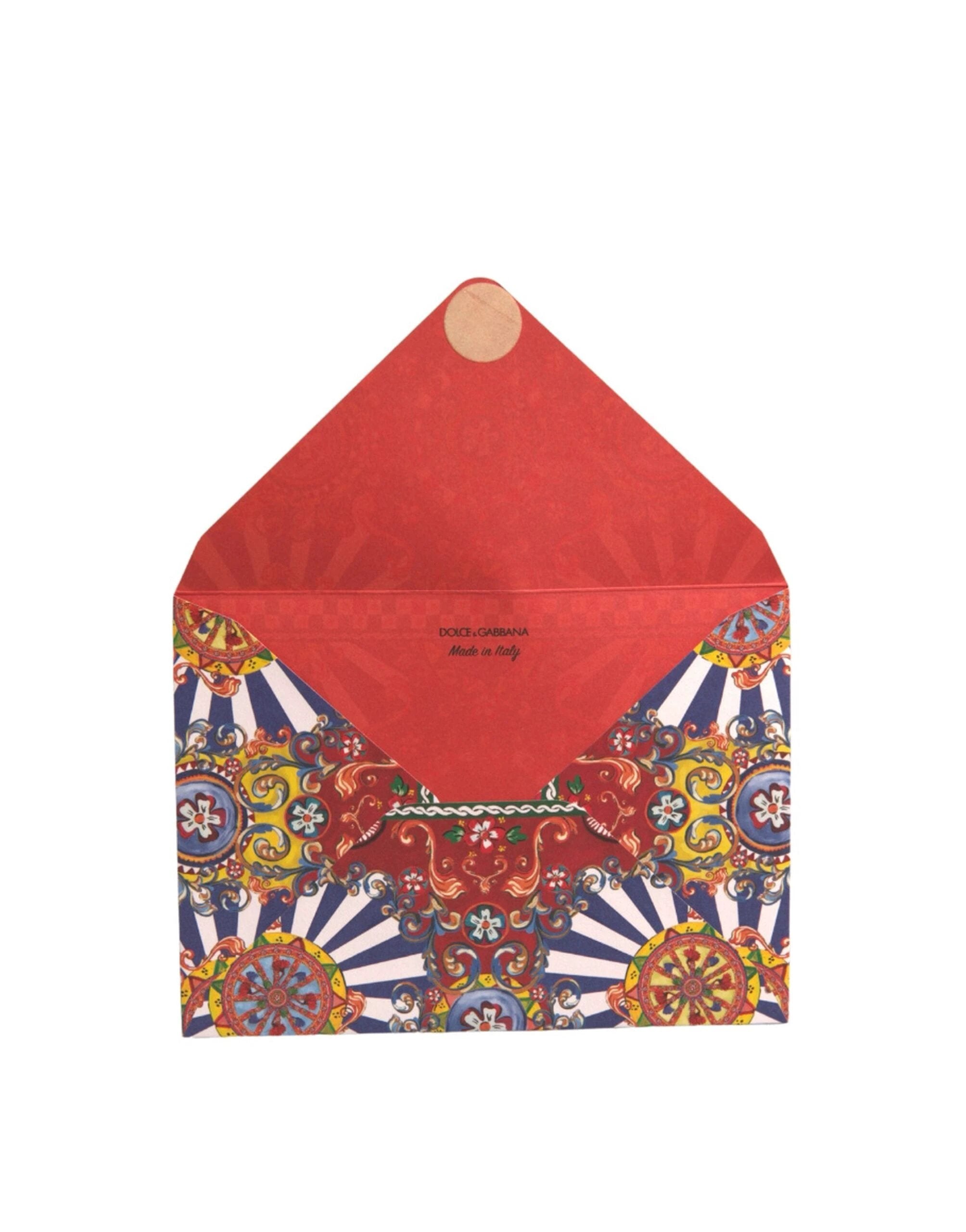 Dolce & Gabbana Multicolor Carretto Siciliano Envelope Post Card Holder by Dolce & Gabbana