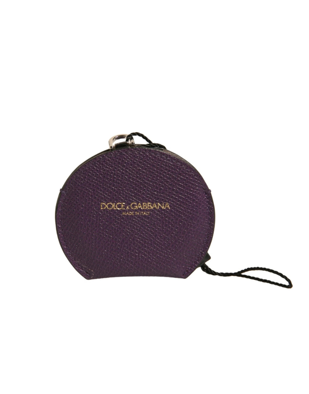 Dolce & Gabbana Purple Calfskin Leather Round Logo Hand Mirror Holder by Dolce & Gabbana