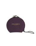 Dolce & Gabbana Purple Calfskin Leather Round Logo Hand Mirror Holder by Dolce & Gabbana