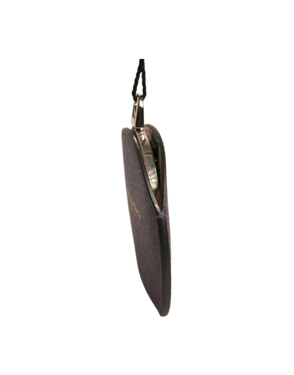 Dolce & Gabbana Purple Calfskin Leather Round Logo Hand Mirror Holder by Dolce & Gabbana