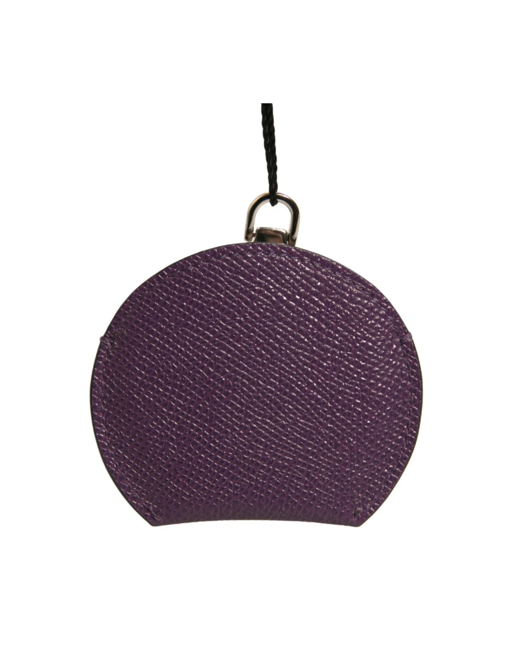 Dolce & Gabbana Purple Calfskin Leather Round Logo Hand Mirror Holder by Dolce & Gabbana