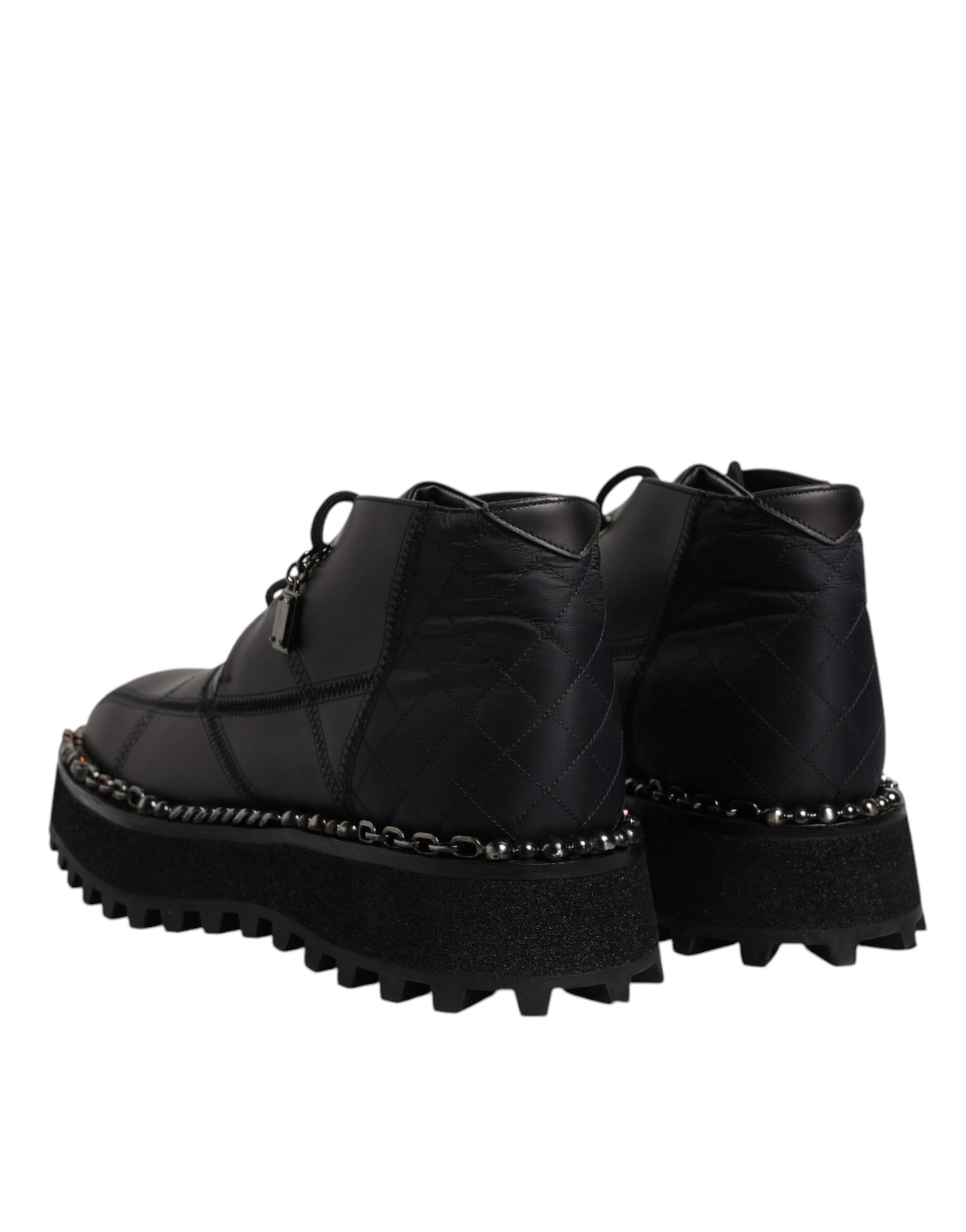 Dolce & Gabbana Black Leather Lace Up Ankle Boots Shoes by Dolce & Gabbana