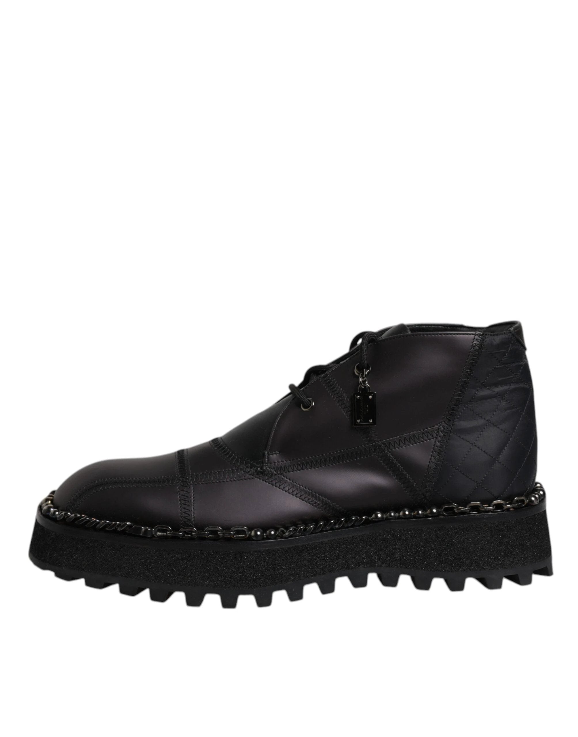 Dolce & Gabbana Black Leather Lace Up Ankle Boots Shoes by Dolce & Gabbana