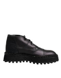 Dolce & Gabbana Black Leather Lace Up Ankle Boots Shoes by Dolce & Gabbana