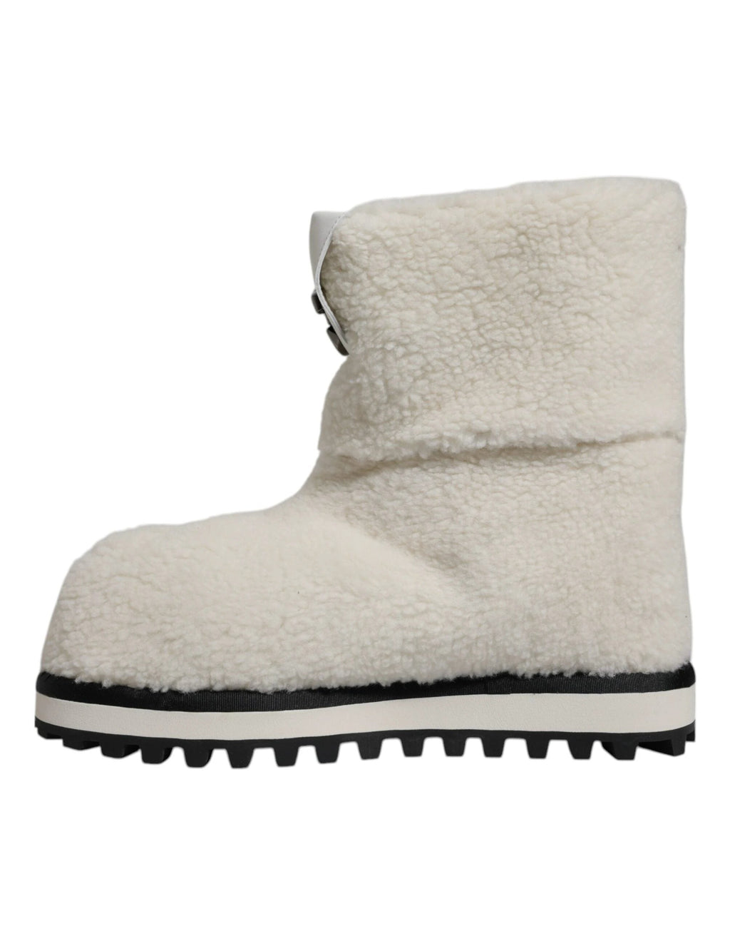 Dolce & Gabbana White Plush Logo Padded Mid Calf Boots Shoes by Dolce & Gabbana