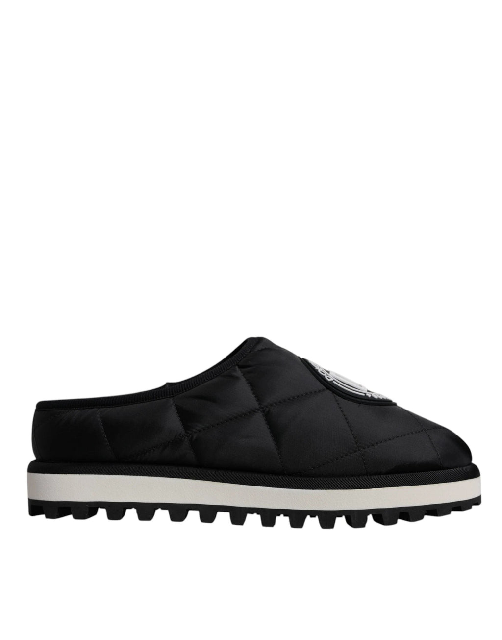 Dolce & Gabbana Black Nylon Quilted Logo Patch Sandals Slides Shoes by Dolce & Gabbana