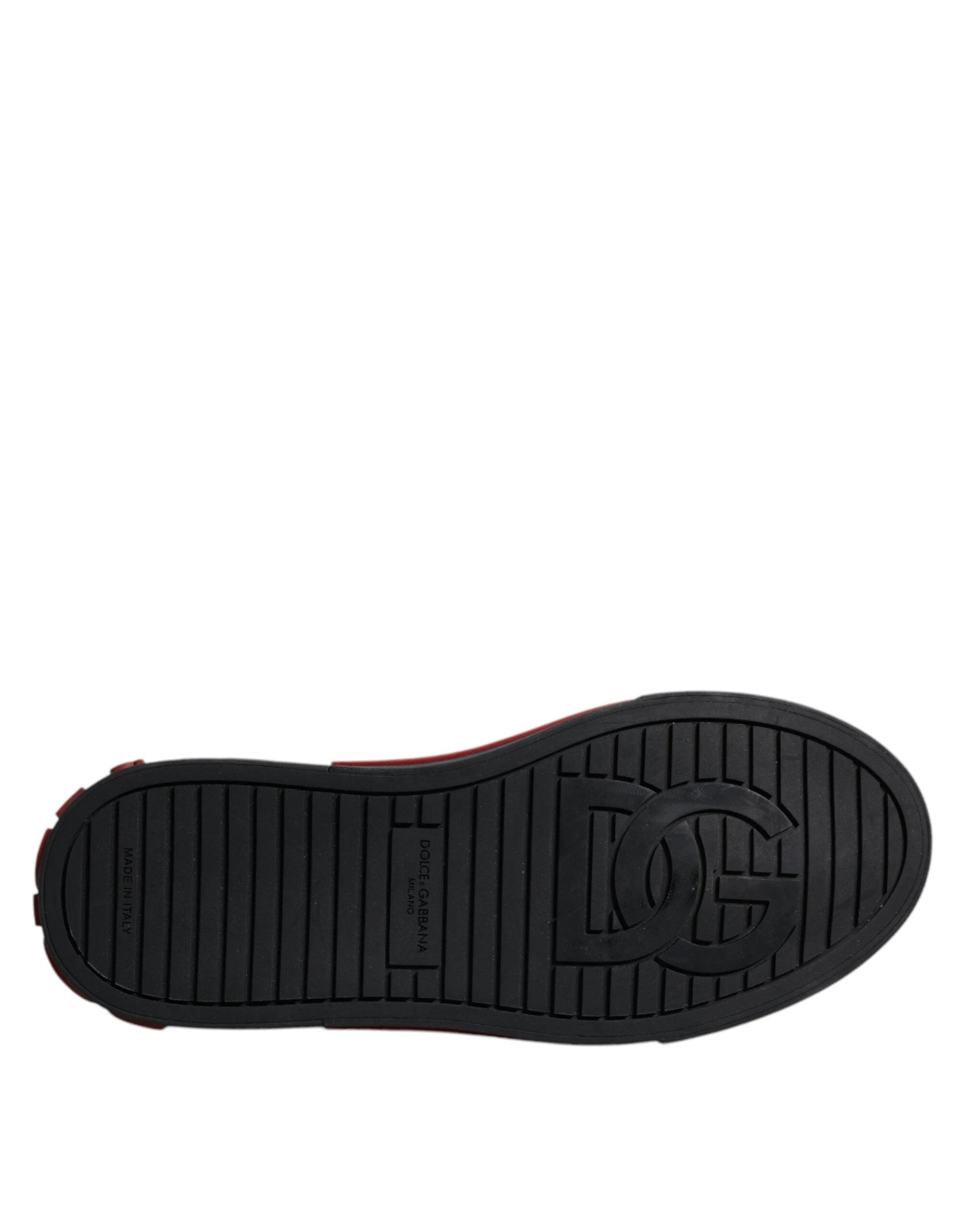 Dolce & Gabbana Red Black Leopard Cotton Men Low Top Sneakers Shoes by Dolce & Gabbana