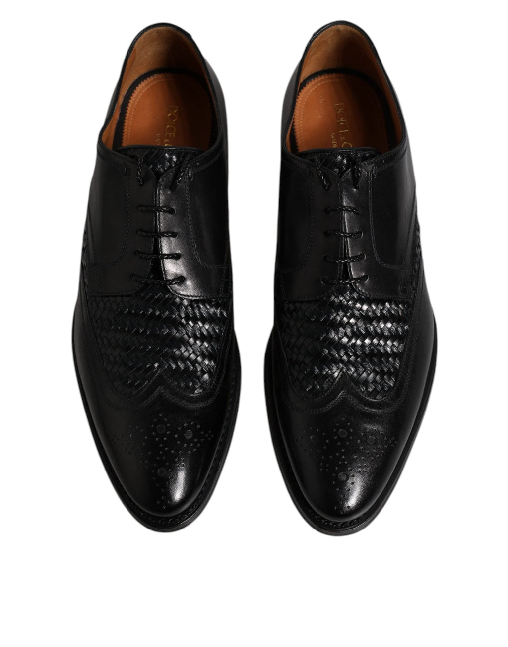 Dolce & Gabbana Black Leather Derby Wingtip Lace Up Formal Dress Shoes by Dolce & Gabbana