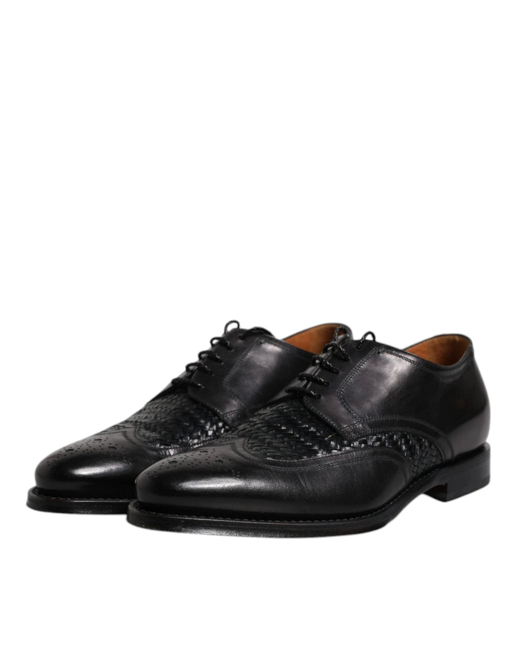 Dolce & Gabbana Black Leather Derby Wingtip Lace Up Formal Dress Shoes by Dolce & Gabbana