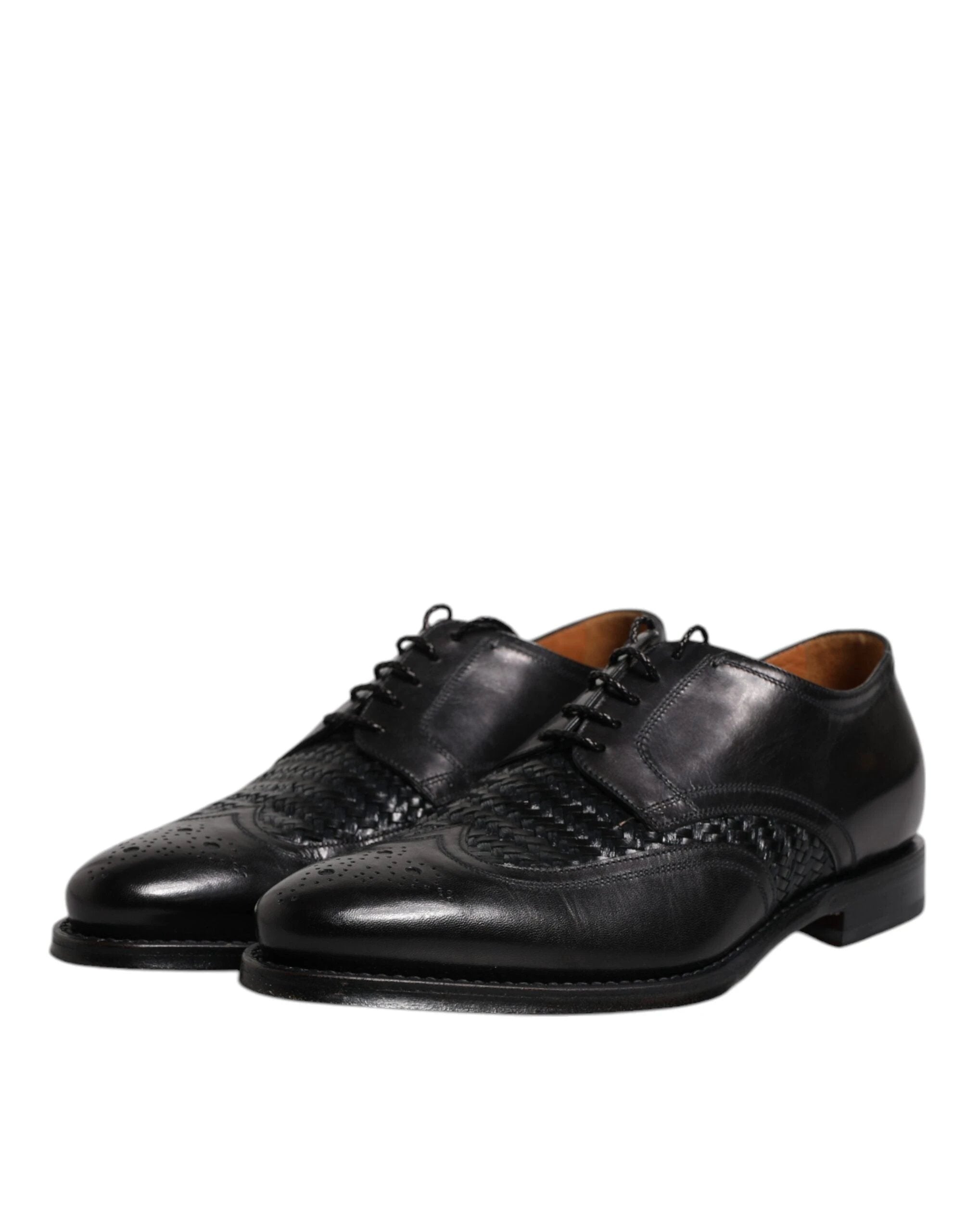 Dolce & Gabbana Black Leather Derby Wingtip Lace Up Formal Dress Shoes by Dolce & Gabbana