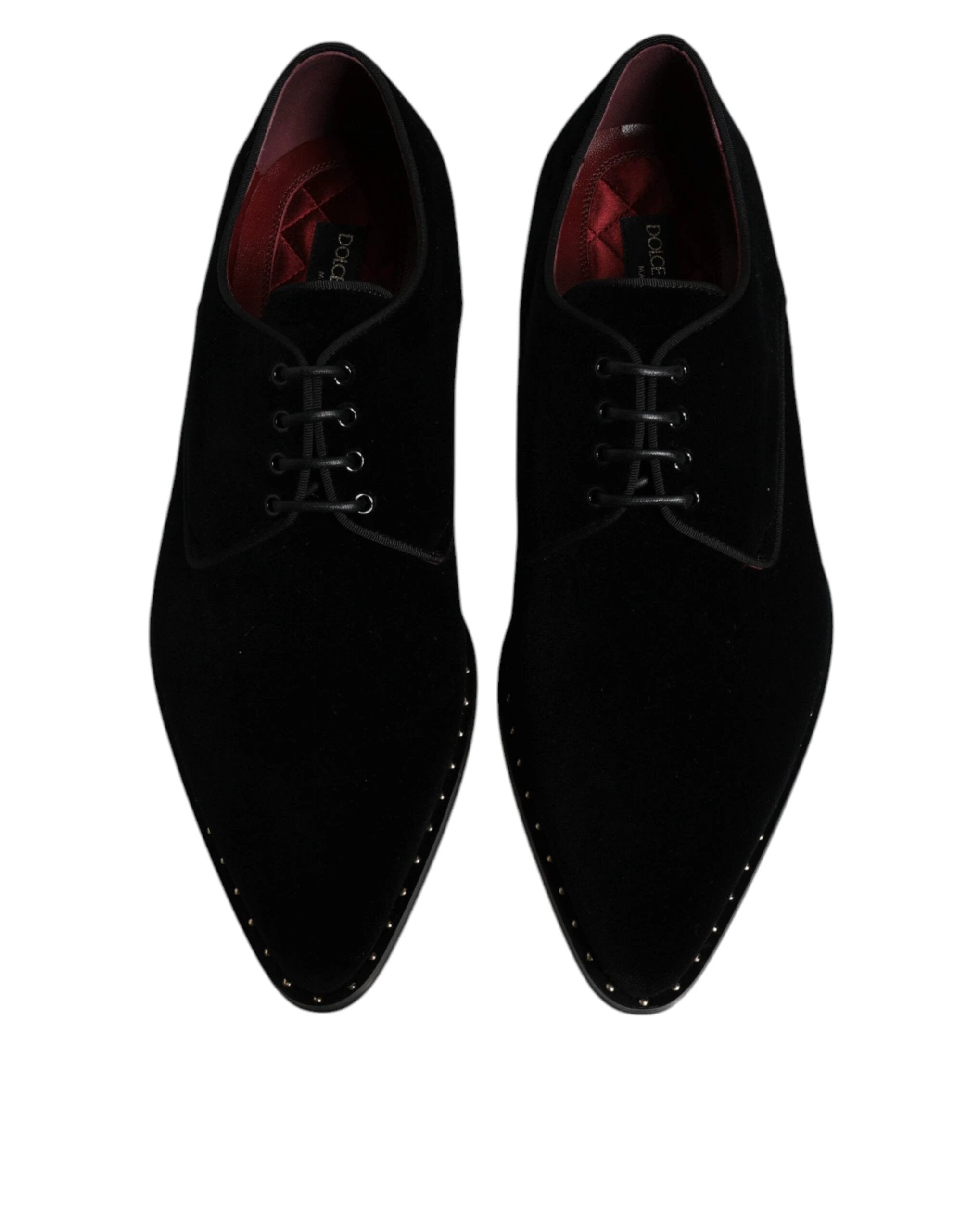 Dolce & Gabbana Black Velvet Cotton Lace Up Derby Shoes by Dolce & Gabbana