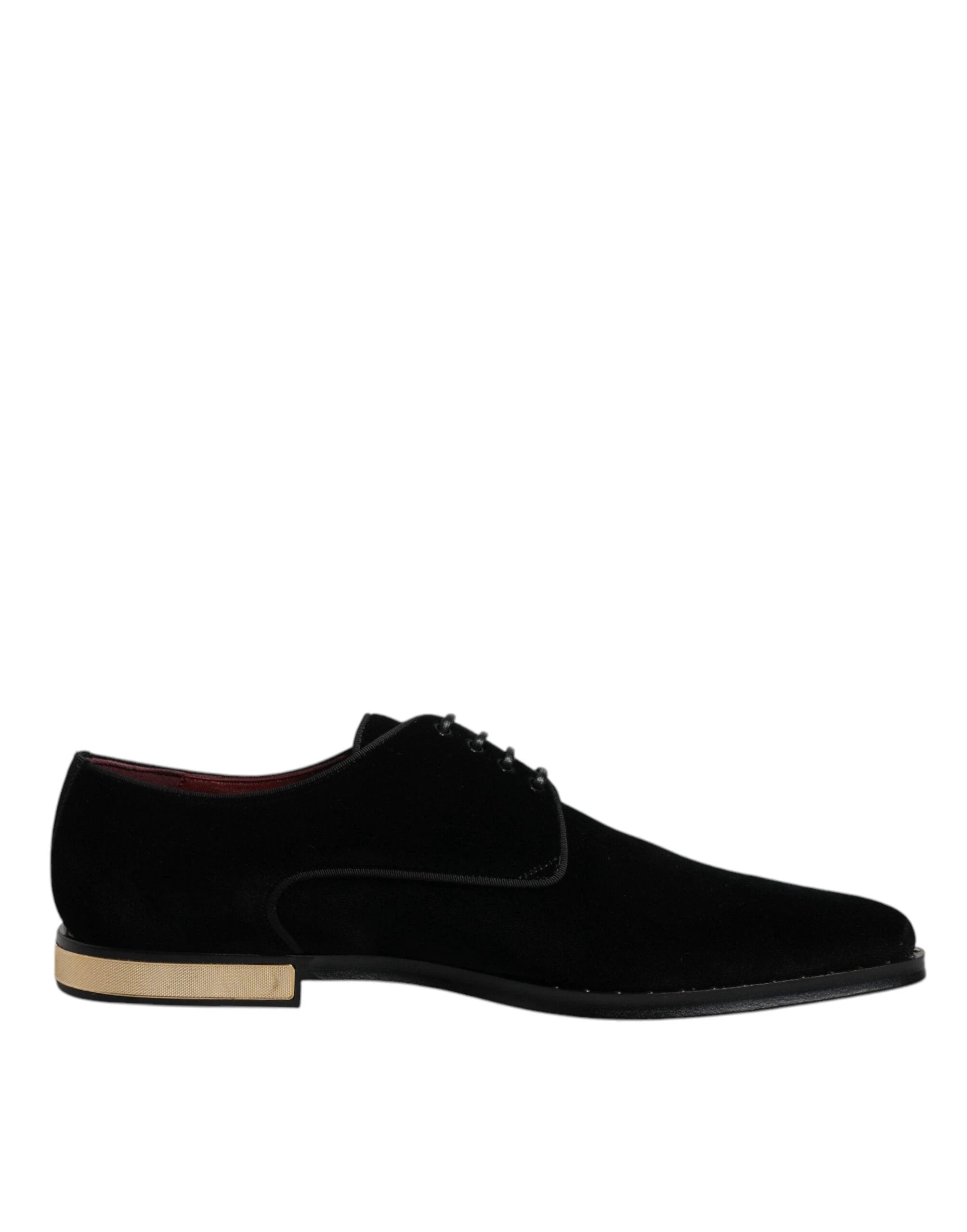 Dolce & Gabbana Black Velvet Cotton Lace Up Derby Shoes by Dolce & Gabbana