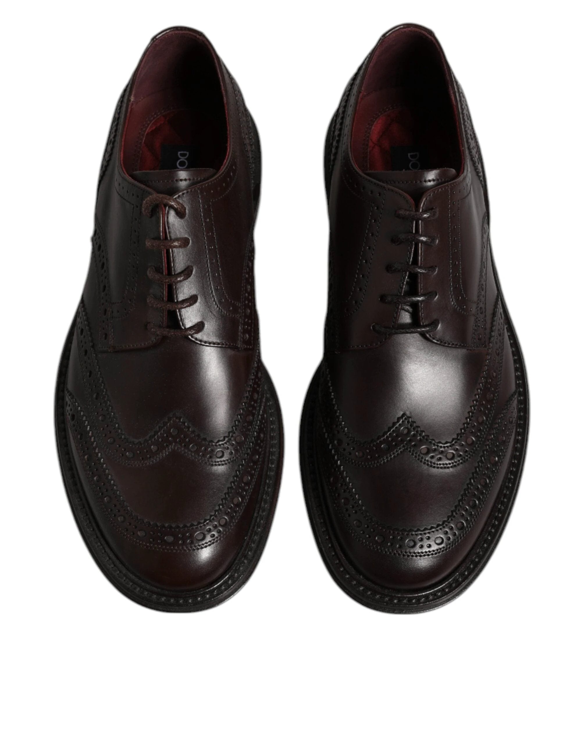 Dolce & Gabbana Brown Leather Derby Wingtip Lace Up Formal Dress Shoes by Dolce & Gabbana