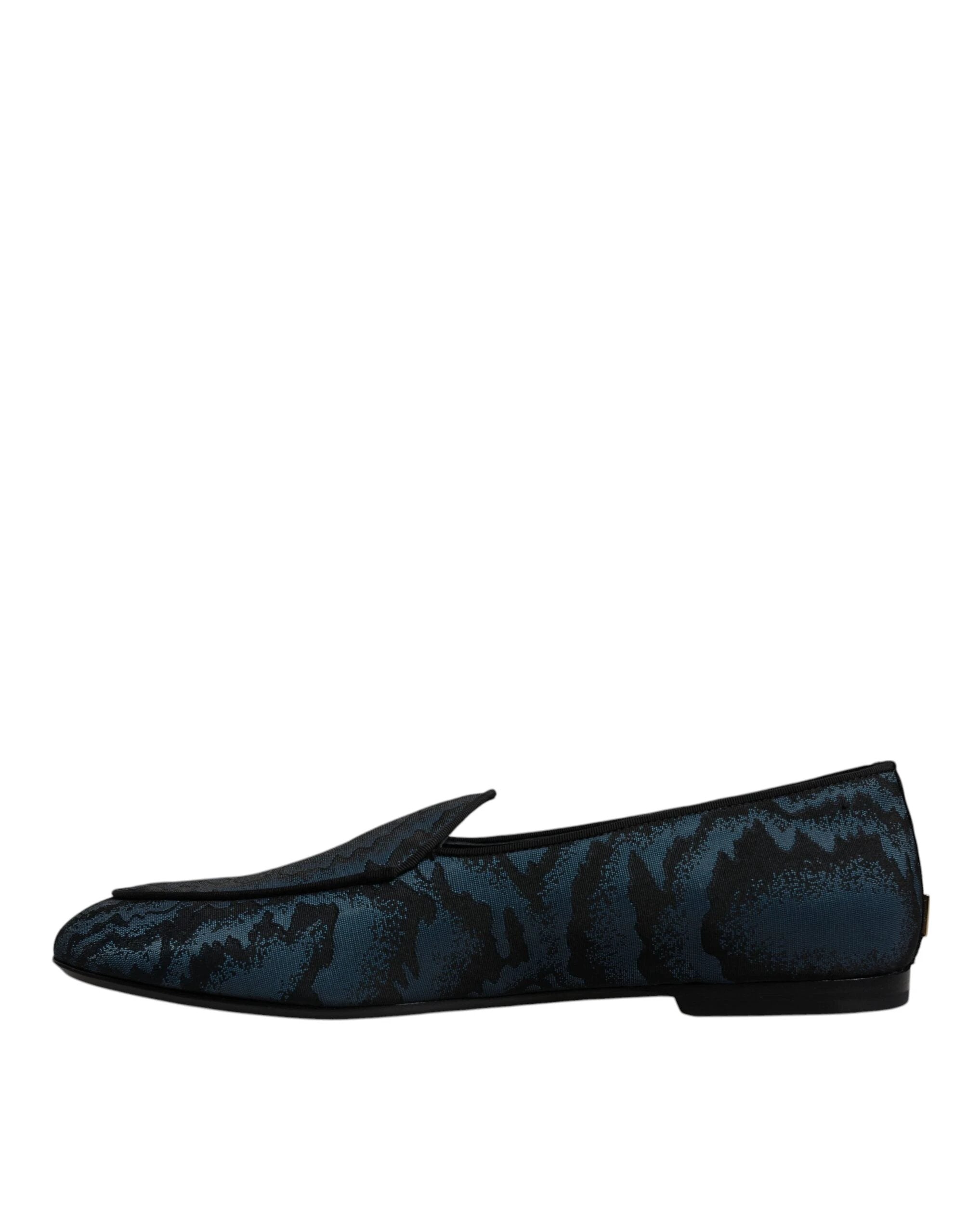 Dolce & Gabbana Blue Black Flats Men Loafers Dress Shoes by Dolce & Gabbana