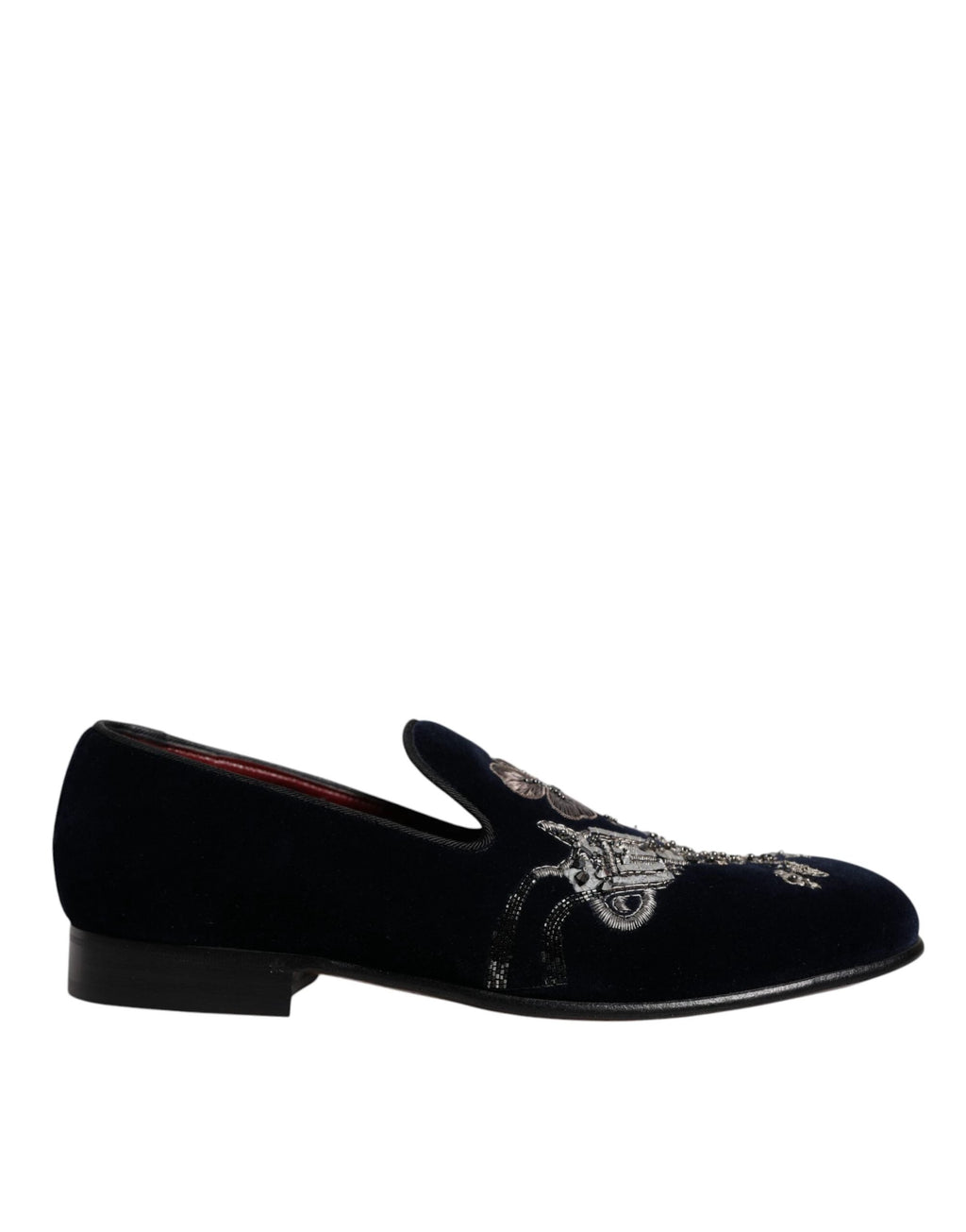 Dolce & Gabbana Black Velvet Floral Gun Loafers Dress Shoes by Dolce & Gabbana