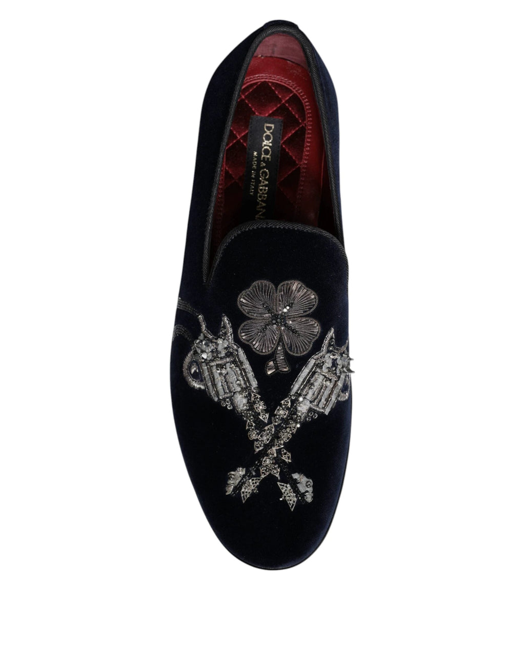 Dolce & Gabbana Black Velvet Floral Gun Loafers Dress Shoes by Dolce & Gabbana
