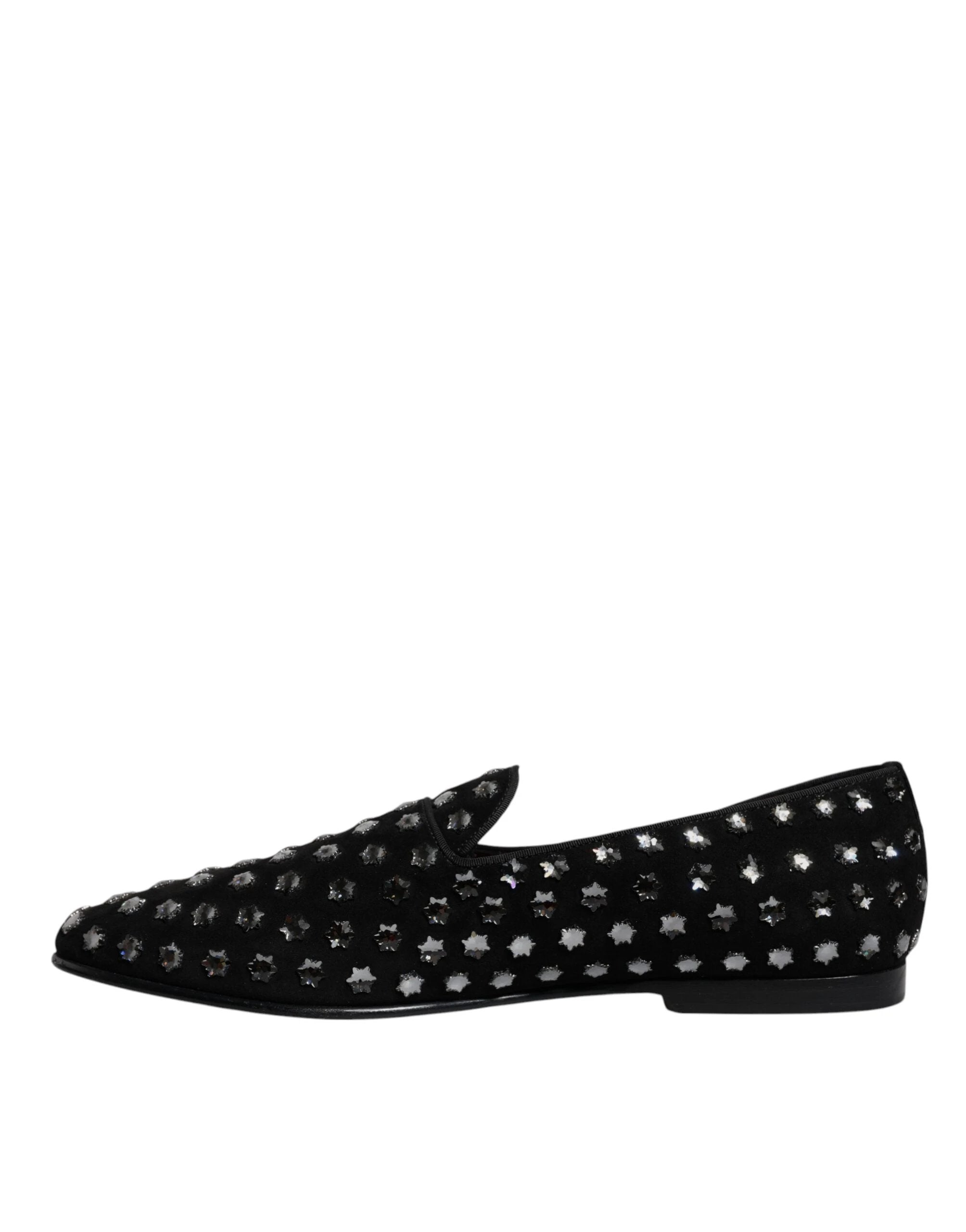 Dolce & Gabbana Black Crystal Embellished Loafers Dress Shoes by Dolce & Gabbana