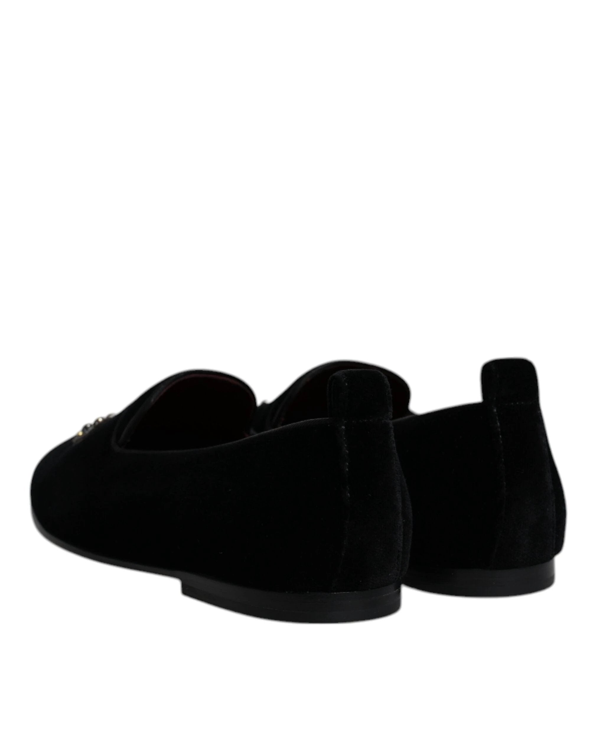 Dolce & Gabbana Black Velvet Crystal Crown Loafers Formal Dress Shoes by Dolce & Gabbana